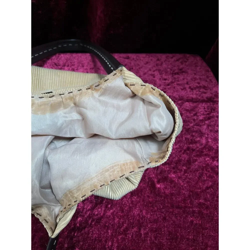 Vintage Moda International Corduroy Shoulder Bag - Tan Cotton Brown PVC Tote